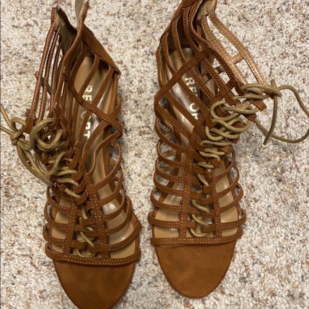 Suede laced heels